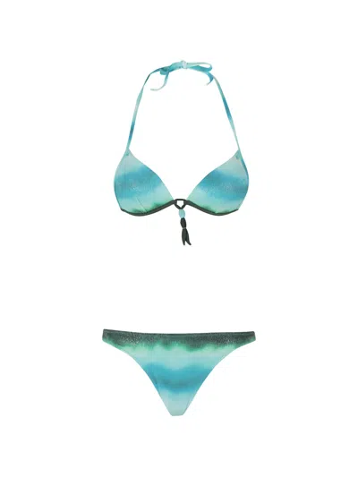 Pin Up Stars Tie-dye Push-up Bikini In Blue