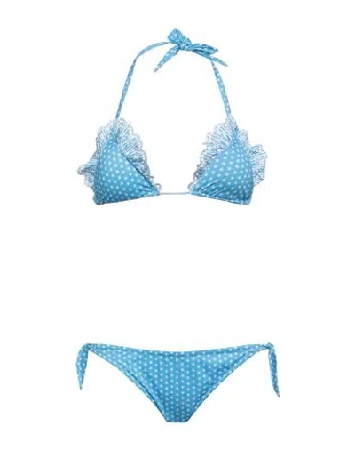 Pin Up Stars Woman Bikini Azure Size Xs Polyester, Elastane In Blue