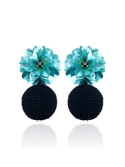 Pinar Ozevlat Women's Black Blossom Bon Bon Turquoise