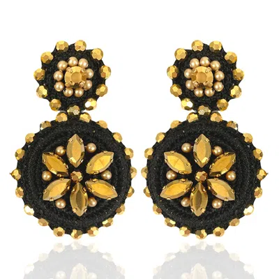 Pinar Ozevlat Women's Black Flower Drop Gold