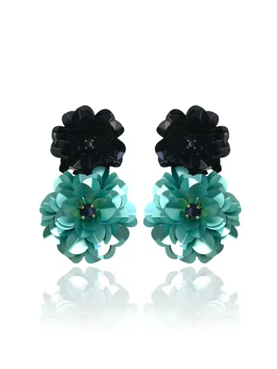 Pinar Ozevlat Women's Blossom Drops Black & Sea Foam