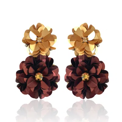 Pinar Ozevlat Women's Blossom Drops Gold & Brown