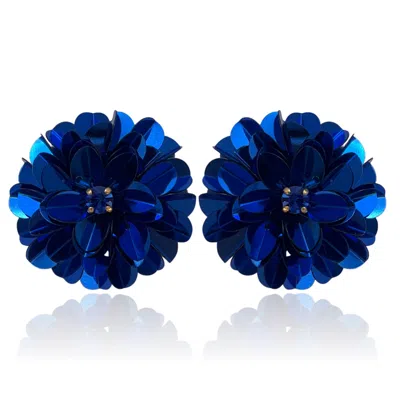 Pinar Ozevlat Women's Blossom Studs Dark Blue