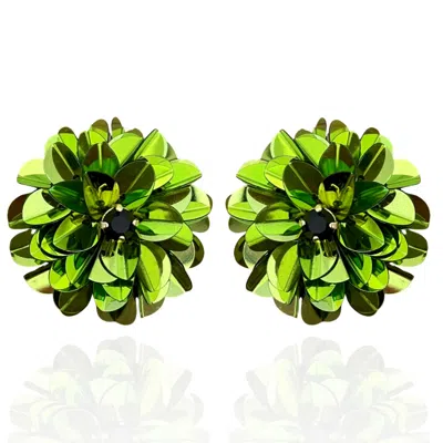 Pinar Ozevlat Women's Blossom Studs Green