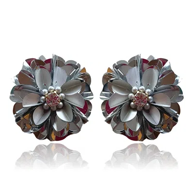 Pinar Ozevlat Women's Blossom Studs Silver Two Tone
