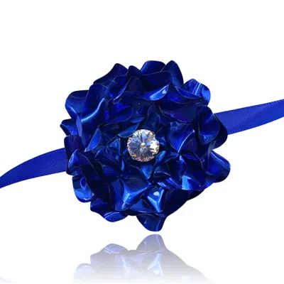 Pinar Ozevlat Women's Blue Camellia Choker