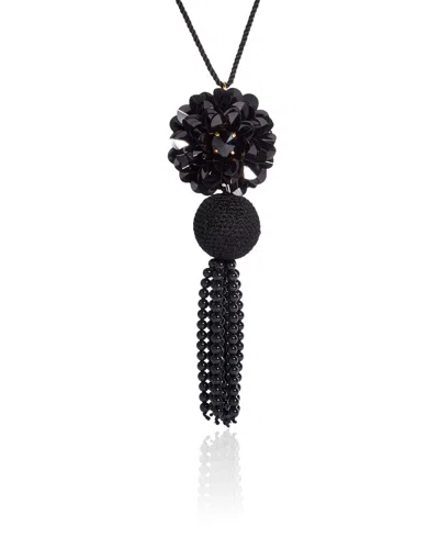 Pinar Ozevlat Women's Dahlia Tassel Lariat Black