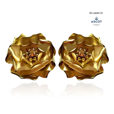 Pinar Ozevlat Women's Gold Camellia Studs