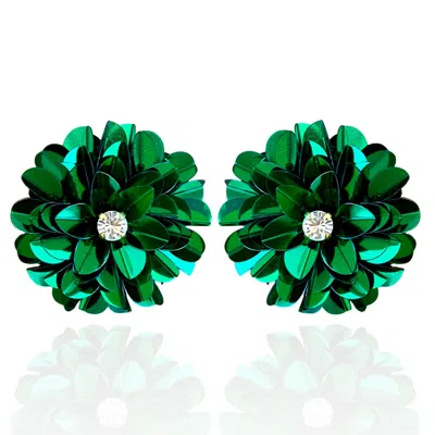 Pinar Ozevlat Women's Green Blossom Studs Emerald