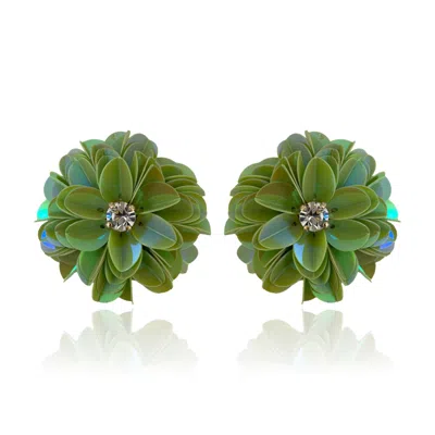 Pinar Ozevlat Women's Green Blossom Studs Pistachio