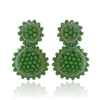 Pinar Ozevlat Women's Green Sunflower Drop Earrings Pistachio
