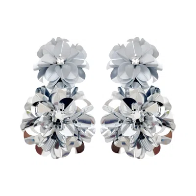 Pinar Ozevlat Women's Metallic Blossom Drops Silver