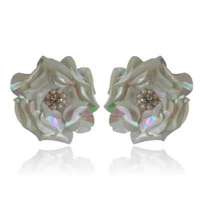 Pinar Ozevlat Women's Neutrals Shell Camellia Studs In Multi