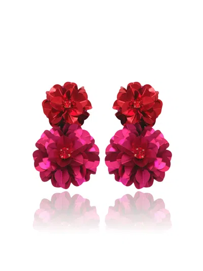 Pinar Ozevlat Women's Pink Blossom Drops Red & Geranium