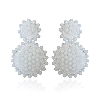 Pinar Ozevlat Women's Sunflower Drop Earrings White
