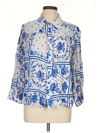 Pre-owned Pinch 3/4 Sleeve Blouse In Blue