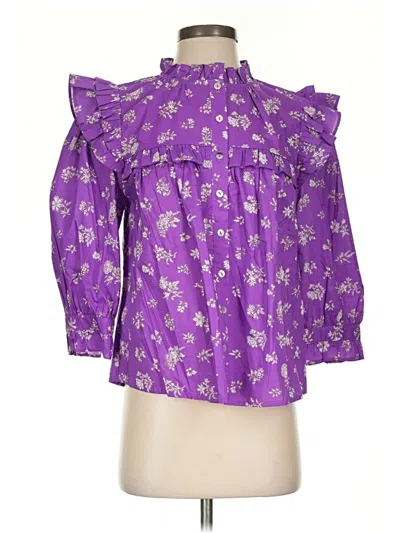 Pre-owned Pinch 3/4 Sleeve Blouse In Purple