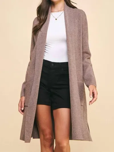 Pinch Adela Open Knitted Cardigan In Cocoa In Brown
