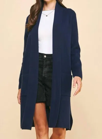 Pinch Adela Open Knitted Cardigan In Navy In Blue