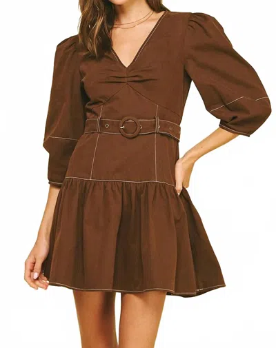 Pinch Alex Belted Mini Dress In Coco In Brown