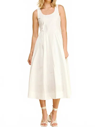 Pinch A-line Poplin Midi Dress In White