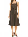 Pinch Allyn Faux Leather Midi Dress In Chocolate Brown In Multi
