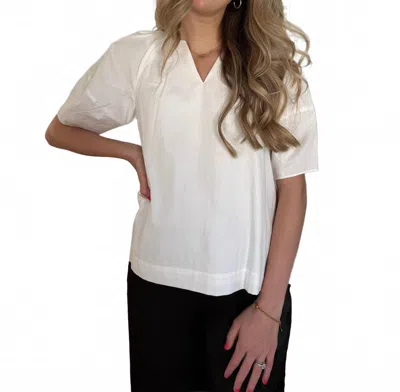 Pinch Amy V-neck Cotton Puff Sleeve Top In White
