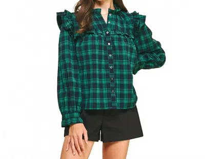 Pinch Andrea Plaid Top In Green
