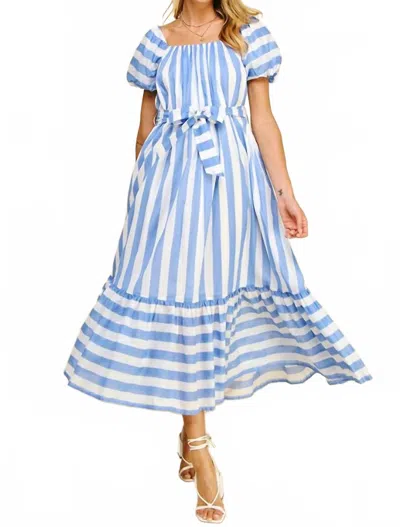 Pinch Awning Stripe Patio Dress In Blue White