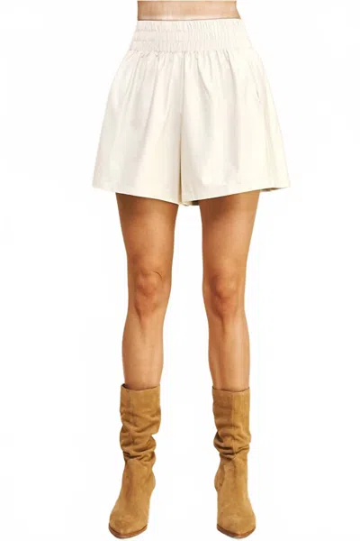 Pinch Becky High Waist Pu Leather Shorts In Ivory In White