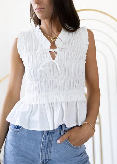 Pinch Bella Shirred Cotton Sleeveless In White