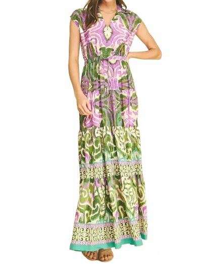 Pinch Bohemian Pattern Maxi Dress In Lavender Palm In Yellow