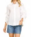 Pinch Bow Detail Button-up Shirt In White In White