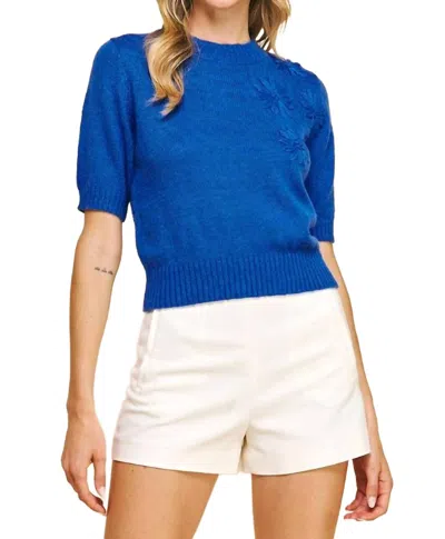 Pinch Brenna Floral Embroidered Sweater In Blue