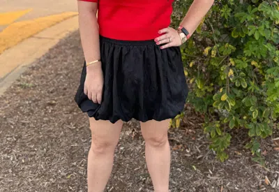 Pinch Bubble Hem Mini Skirt In Black