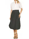 Pinch Bubble Knee Length Skirt In Black In Black