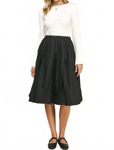 Pinch Bubble Knee Length Skirt In Black