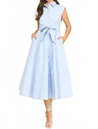 Pinch Button Down Maxi Dress In Baby Blue