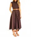 Pinch Buttoned Belted Dress In Brown In Brown