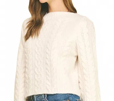 Pinch Cable Knit Crop Sweater In Cream In White
