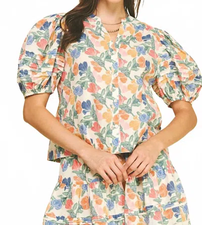 Pinch Cali Floral Blouse In Cream Multi