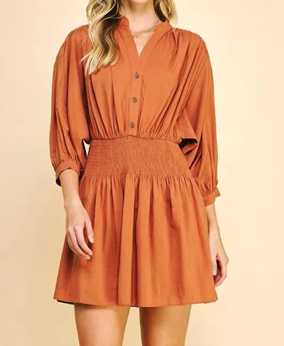 Pinch California Gold Dress In Camel In Pink