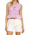 Pinch Charlotte Tie-front Smocked Top In Lavender In Multi