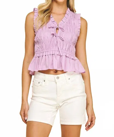 PINCH CHARLOTTE TIE-FRONT SMOCKED TOP IN LAVENDER