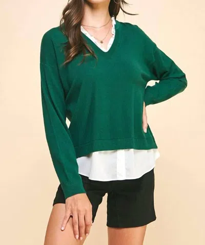 Pinch Charm V-neck Sweater In Green
