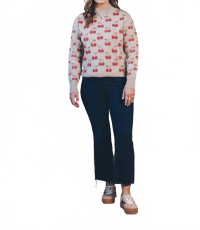 Pinch Cherry On Top Sweater In Oatmeal In Multi