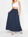 Pinch Christy Crinkle Midi Skirt In Navy In Blue