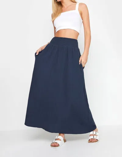 Pinch Christy Crinkle Midi Skirt In Navy In Blue
