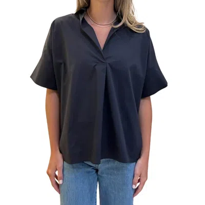 Pinch Collared Short Sleeved Shirt In Ink In Blue