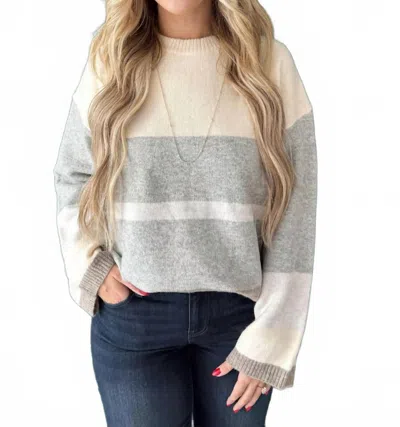 Pinch Color Block Soft Yarn Sweater In Cream In Multi